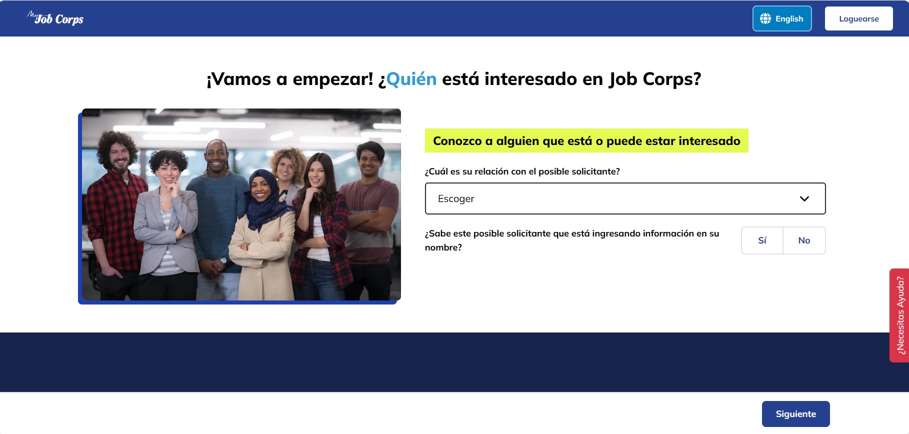 Sección de referencia en MyJobCorps donde los usuarios pueden enviar información de una persona interesada en unirse a Job Corps.